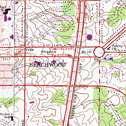 Topographic Map of Fuchs Mizrachi School, OH