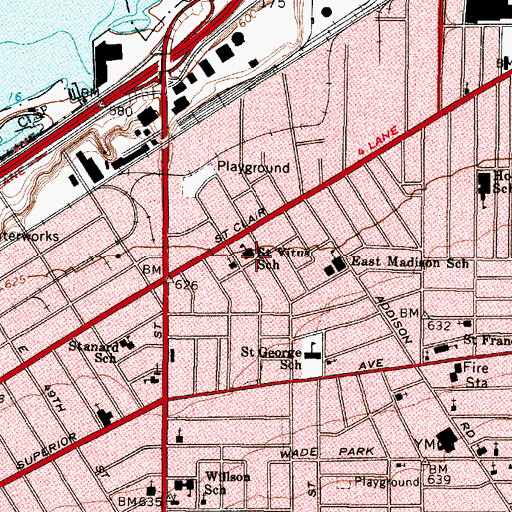 Topographic Map of Saint Martin De Porres High School, OH