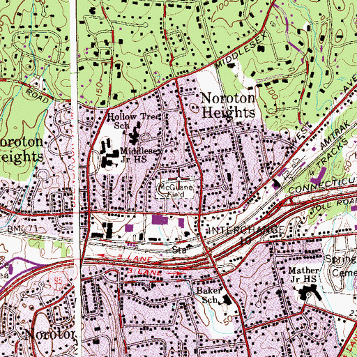 Topographic Map of McGuane Field, CT