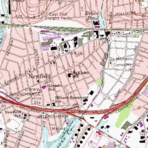 Topographic Map of McKinley Elementary School, CT