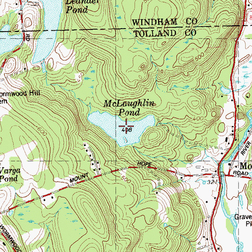 Topographic Map of McLaughlin Pond, CT