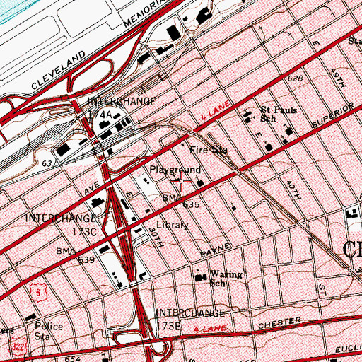 Topographic Map of Josaphat Arts Hall, OH