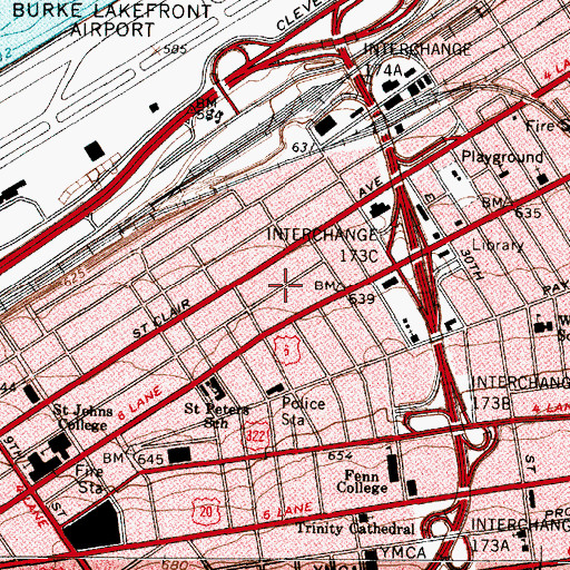 Topographic Map of Old Chinatown, OH