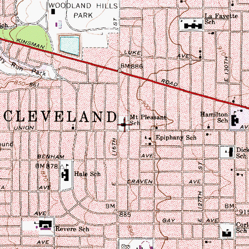 Topographic Map of Genesis High School, OH