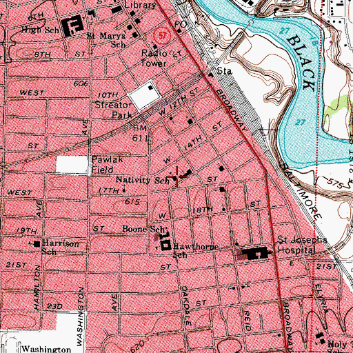 Topographic Map of Nativity Manor, OH