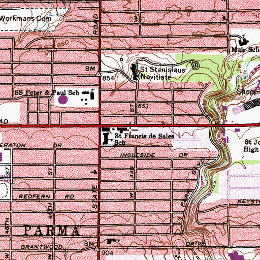 Topographic Map of Parma Fire Department - Station 2, OH