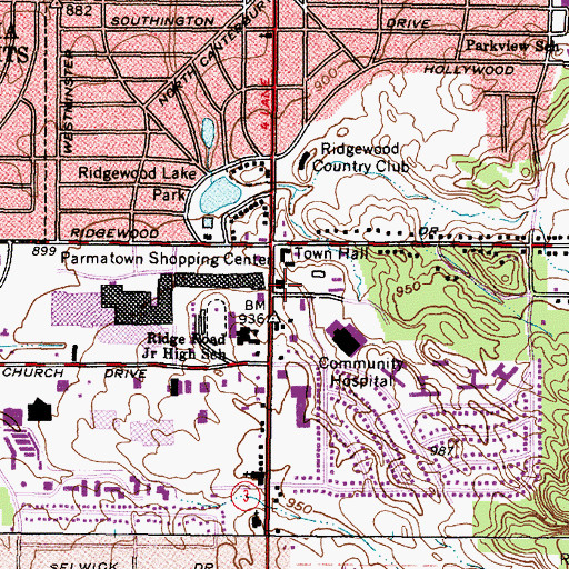 Topographic Map of Parma Fire Department - Station 3 Headquarters, OH