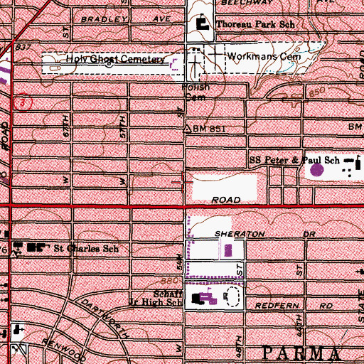 Topographic Map of Parma Municipal Court, OH