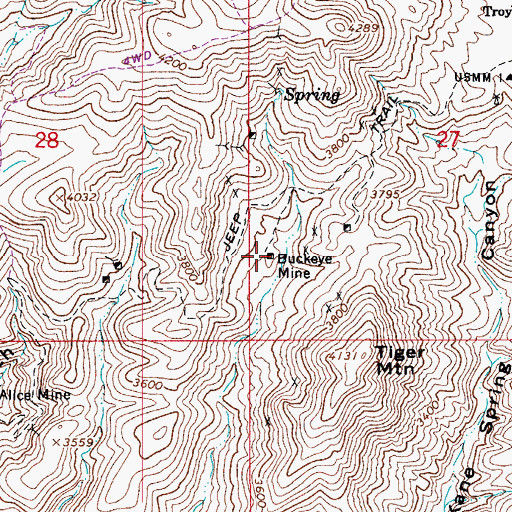 Topographic Map of Buckeye Mine, AZ