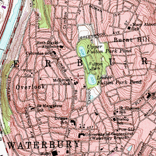 Topographic Map of McTeran School, CT