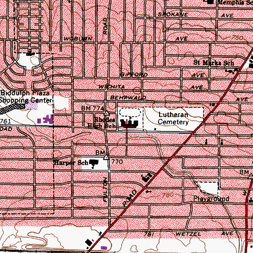 Topographic Map of Center For Urban And Environmental Studies, OH