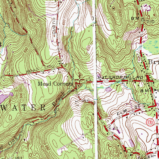 Topographic Map of Mead Corners, CT