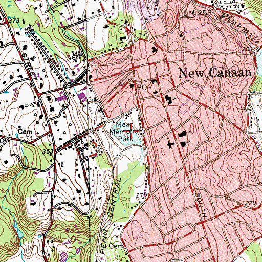 Topographic Map of Mead Memorial Park, CT