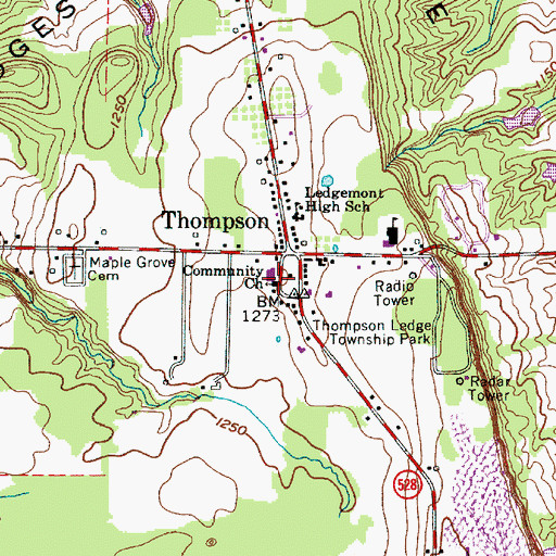 Topographic Map of Thompson Methodist Church, OH