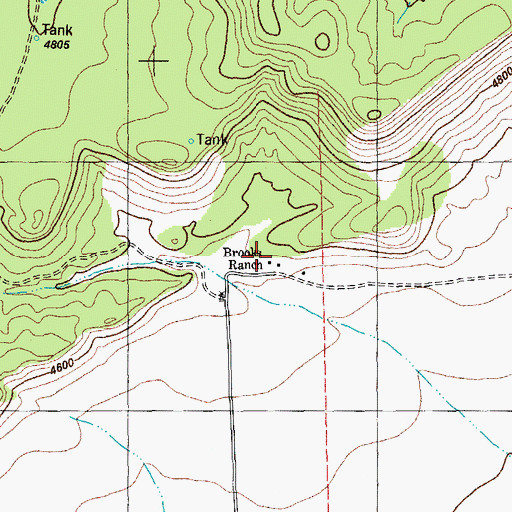 Topographic Map of Brooks Ranch, TX