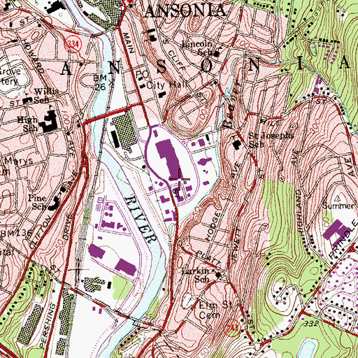 Topographic Map of Mead School, CT