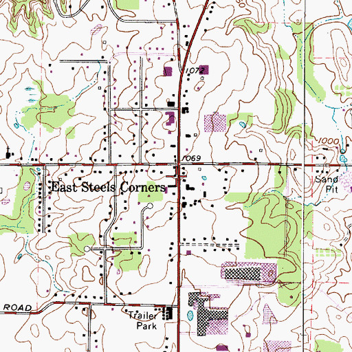 Topographic Map of Steeles Corners Christian Church, OH