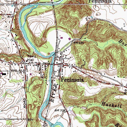 Topographic Map of Peninsula United Methodist Church, OH
