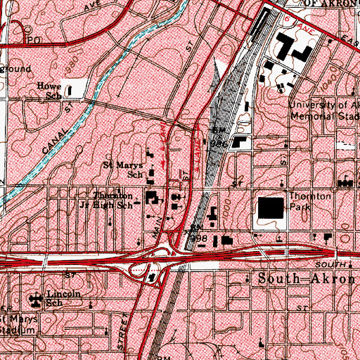 Topographic Map of Akron Fire Department - Station 4, OH