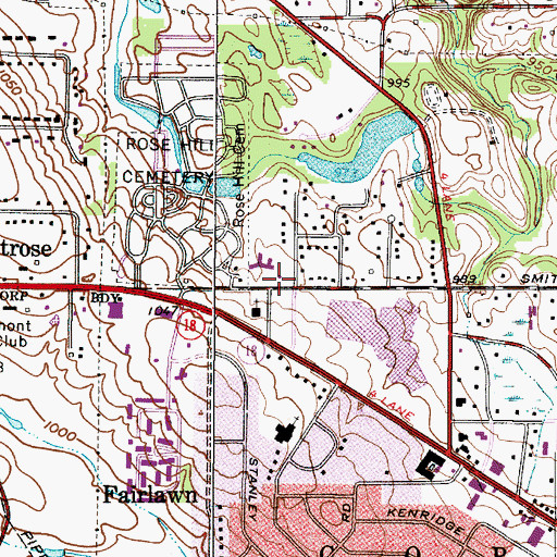Topographic Map of McDowell Branch Akron-Summit County Public Library, OH