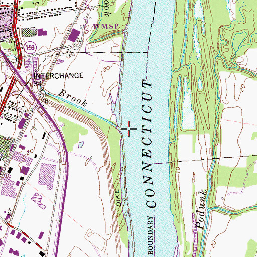 Topographic Map of Meadow Brook, CT