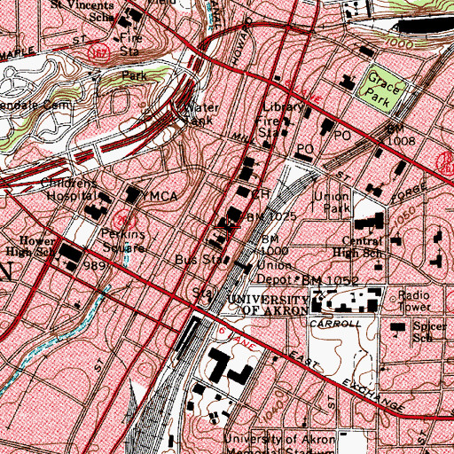 Topographic Map of City And County Safety Building, OH