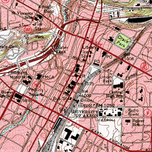 Topographic Map of Senator Oliver R O Casix Government Office Building, OH