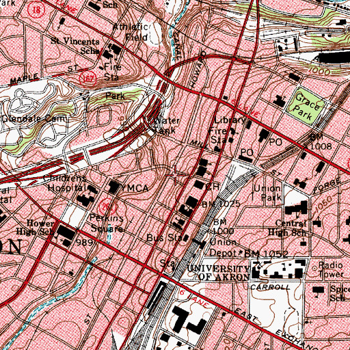 Topographic Map of Society Building, OH