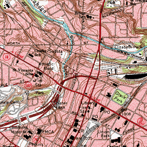 Topographic Map of Summit County Society For The Blind, OH