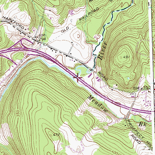 Topographic Map of Meadow Brook, CT