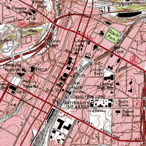 Topographic Map of John D Morley Health Center, OH