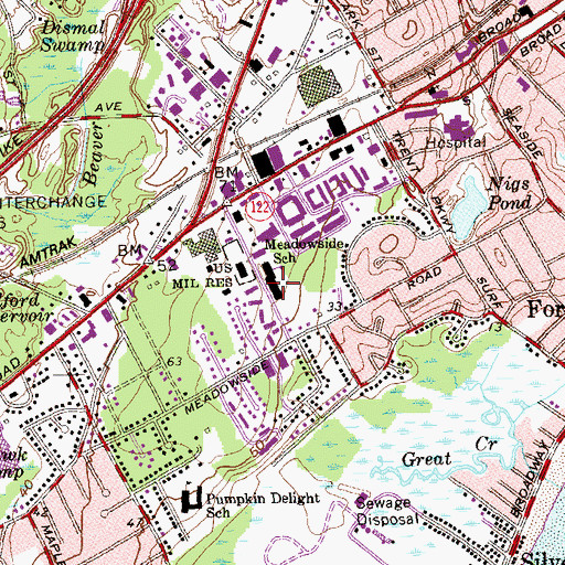 Topographic Map of Meadowside School, CT