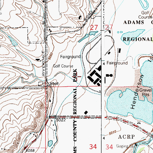 Topographic Map of Adams County Regional Park, CO
