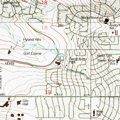 Topographic Map of Carol Butts Park, CO