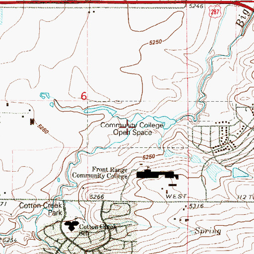 Topographic Map of Community College Open Space, CO