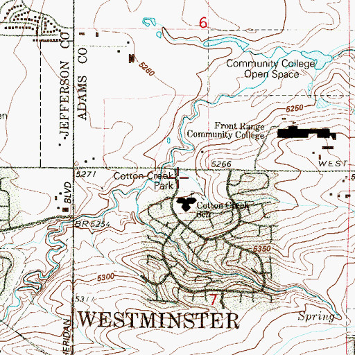 Topographic Map of Cotton Creek Park, CO