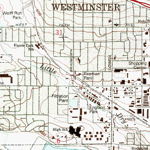 Topographic Map of Fireman Park, CO