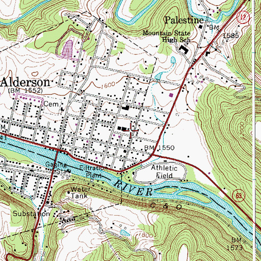 Topographic Map of Alderson Elementary School, WV
