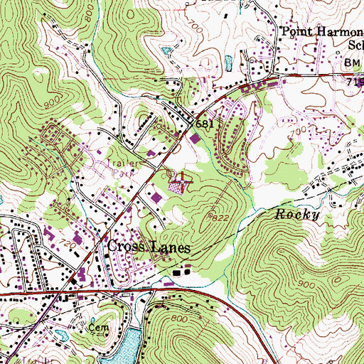 Topographic Map of Andrew Jackson Middle School, WV