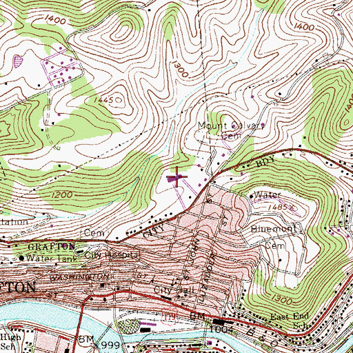 Topographic Map of Anna Jarvis Elementary School, WV