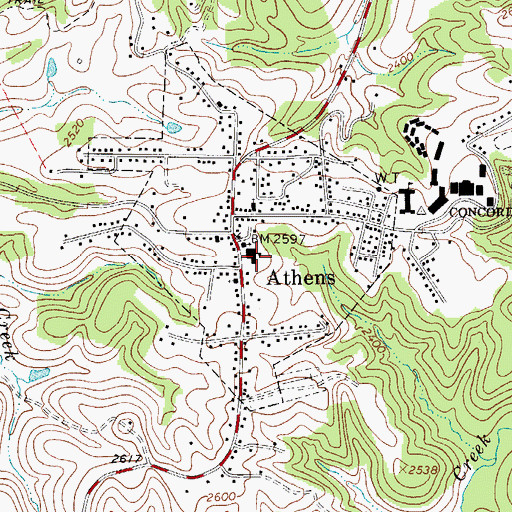 Topographic Map of Athens Elementary School, WV