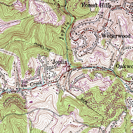 Topographic Map of Bible Center School, WV