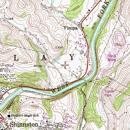 Topographic Map of Big Elm Elementary School, WV