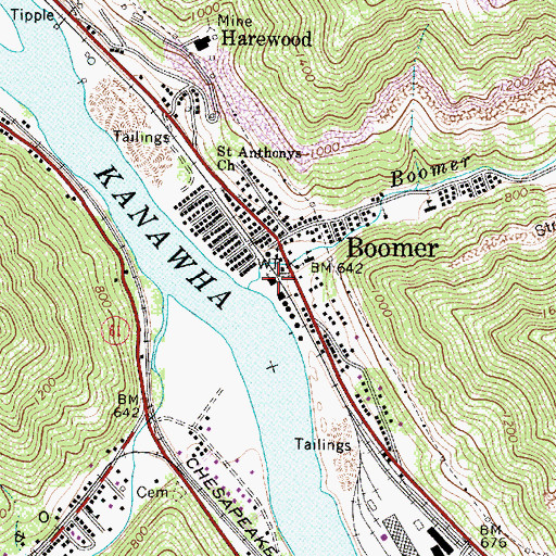 Topographic Map of Boomer Christian Academy, WV