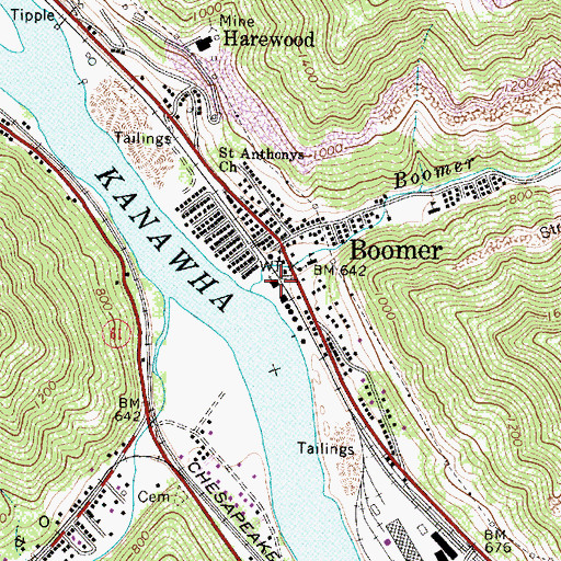 Topographic Map of Boomer Christian Academy, WV