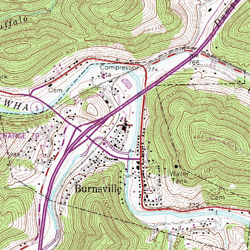 Topographic Map of Burnsville Elementary School, WV