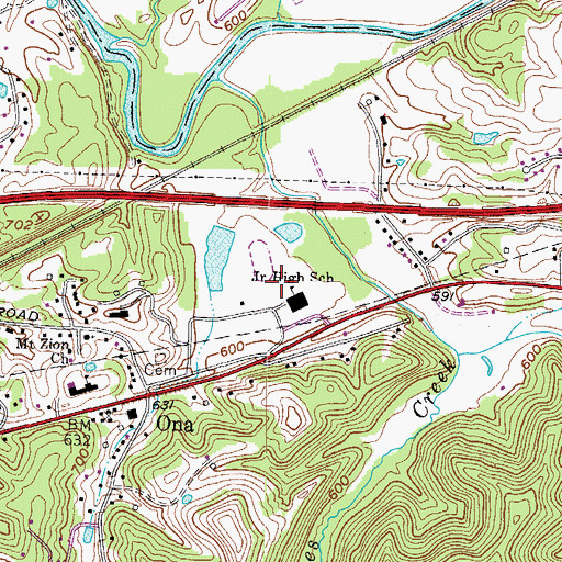 Topographic Map of Cabell Midland High School, WV