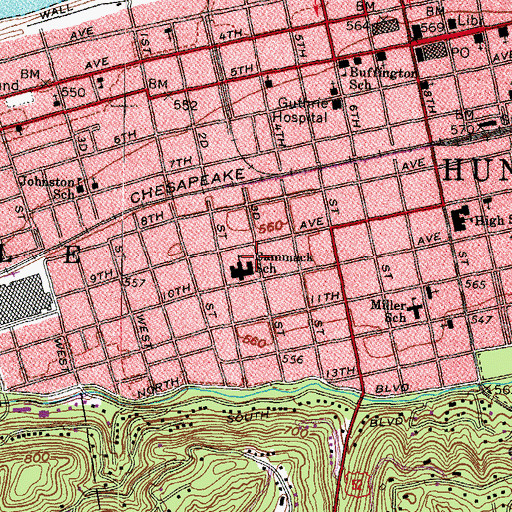 Topographic Map of Cammack Elementary School (historical), WV