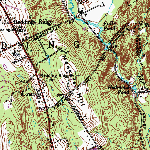 Topographic Map of Meekers Hill, CT