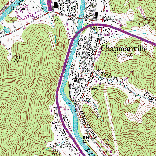 Topographic Map of Chapmanville East Elementary School, WV